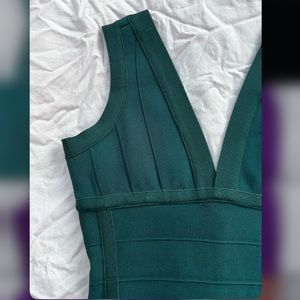 Beautiful Dark Green Original Herve Leger Medium Sized Dress.
